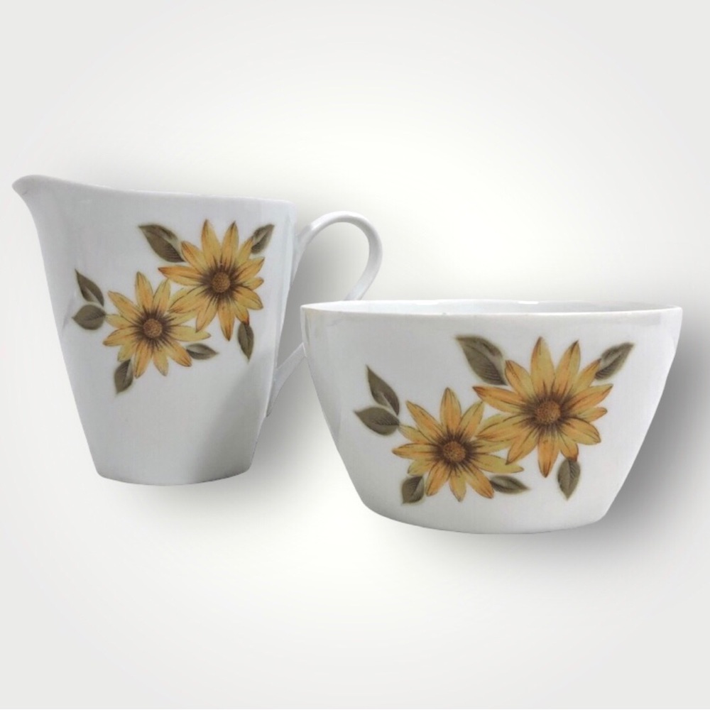 Butterfield By Meridian Bowl & Creamer Yellow Daisies Japanese Pottery